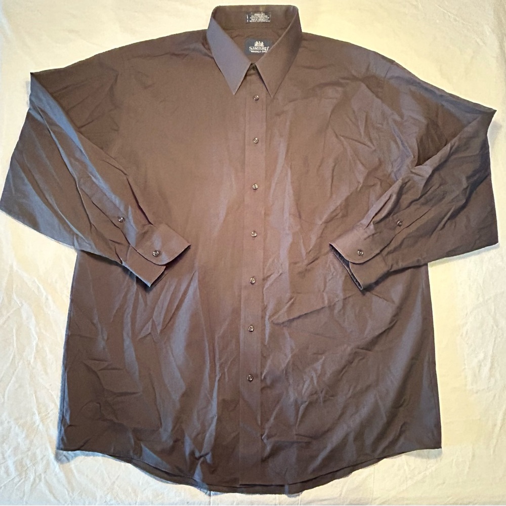 Stafford Dark Gray Button Down Long Sleeve Dress Shirt Men’s 17.5 35 Preppy